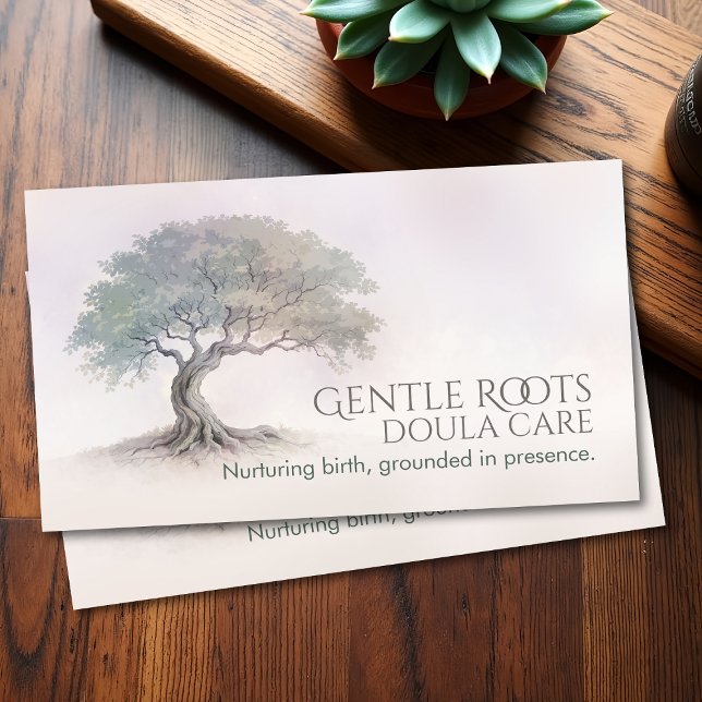 Doula - Birth Coach - Midwife - Rooted Oak Tree Business Card (Creator Uploaded)