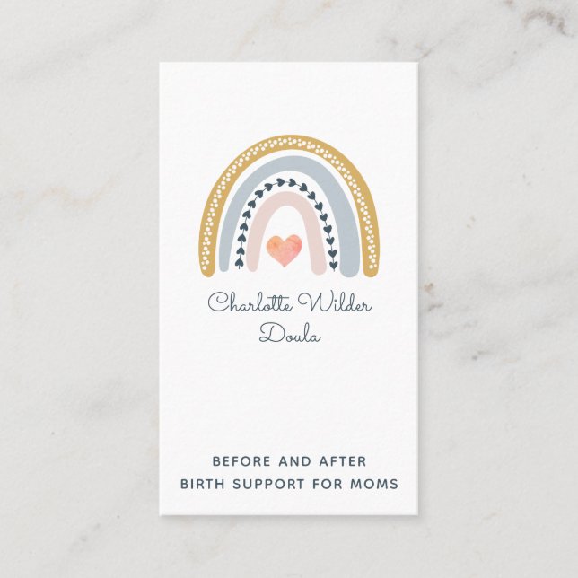 Doula Birth Coach Watercolor Rainbow Business Card (Front)