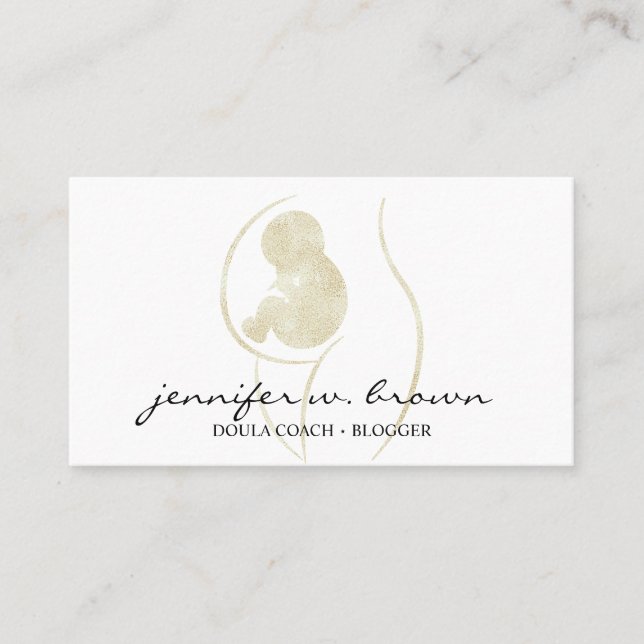 Doula Birth School Pregnant Gold Baby Newborn Business Card (Front)