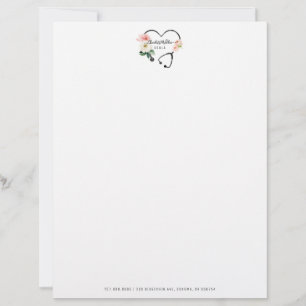 Doula Floral Stethoscope Letterhead
