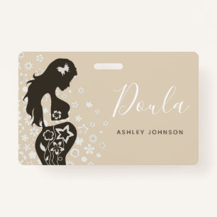 Doula Midwife Birth Coach Floral Women Silhouette Badge