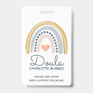 Doula Midwife Birth Coach Watercolor Rainbow Badge