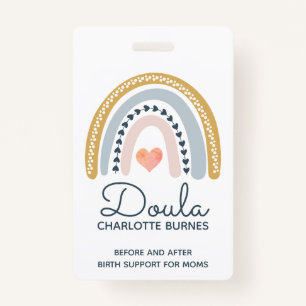 Doula Midwife Birth Coach Watercolor Rainbow Badge