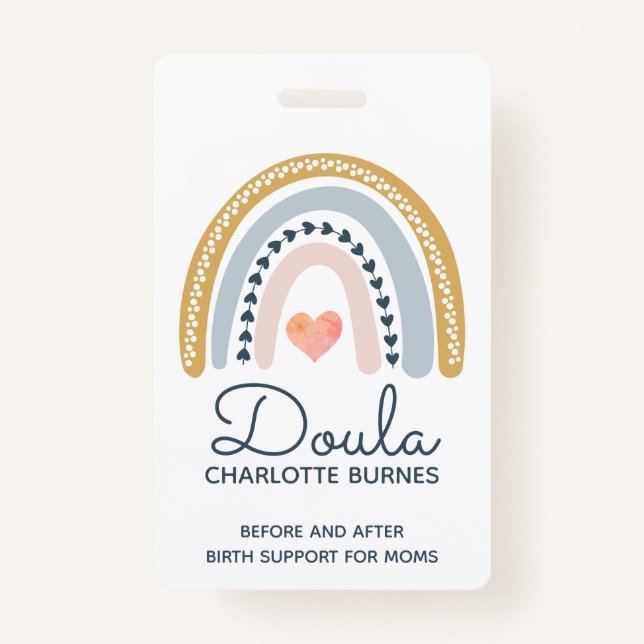 Doula Midwife Birth Coach Watercolor Rainbow Badge (Front)