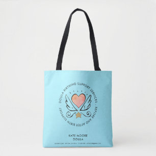 Doula Midwife Birth Services Turquoise Heart Wings Tote Bag