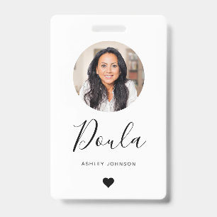 Doula Midwife Modern Add Your Photo & Heart  Badge