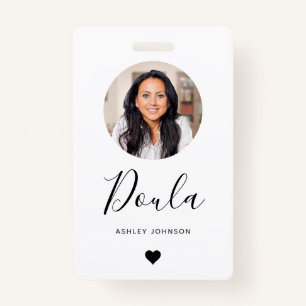 Doula Midwife Modern Add Your Photo & Heart  Badge