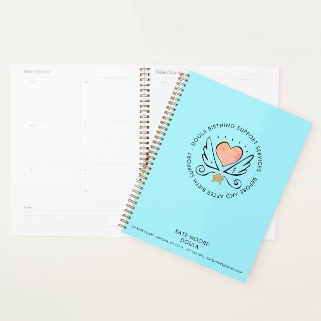 Doula Midwife 'Whimsical Heart & Wings Turquoise Planner (Display)