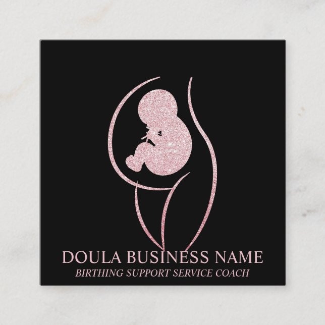 Doula Pregnancy Nurse Mom Birth Coach New Baby Square Business Card (Front)
