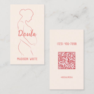 Doula QR Pastel Pink Business Card