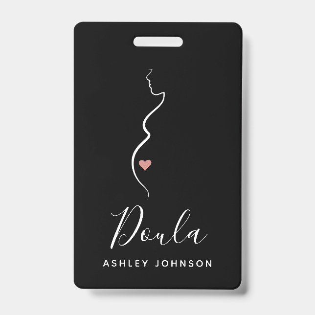 Doula Simple Minimal Clean Black & White Classic  Badge (Front)