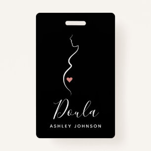 Doula Simple Minimal Clean Black & White Classic  Badge
