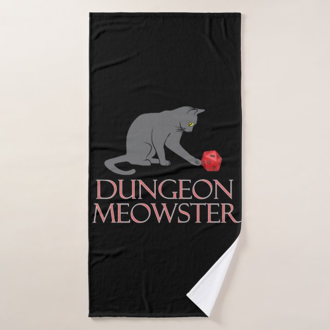 Doungeon Meowster Drôle RPG Chat avec dés (Serviette de bain)