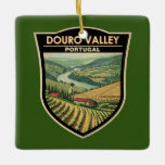 Douro Valley Portugal Travel Art Vintage Ceramic Ornament<br><div class="desc">Douro Valley in a vector art style. The Douro Wine Region Valley,  up to Barca de Alva,  is the oldest demarcated wine region in the world.</div>