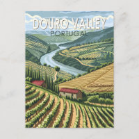 Douro Valley Portugal Travel Art Vintage