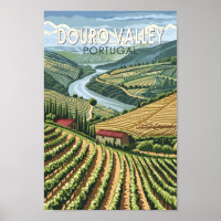 Douro Valley Portugal Travel Art Vintage