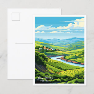 Douro Valley Portugal Vintage travel illustration Postcard