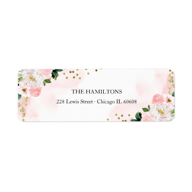 Doux 16 Aquarelle Bleue Floral Adresse de retour (Devant)