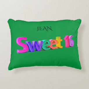 Doux 16 coussin coloré. NOM PERSONNALISÉ.