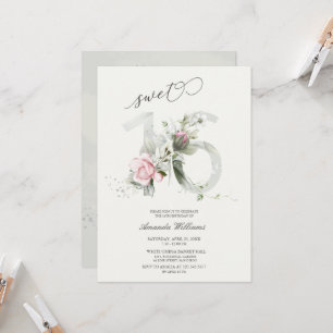 Doux 16 Gris Rose   Invitation romantique argent