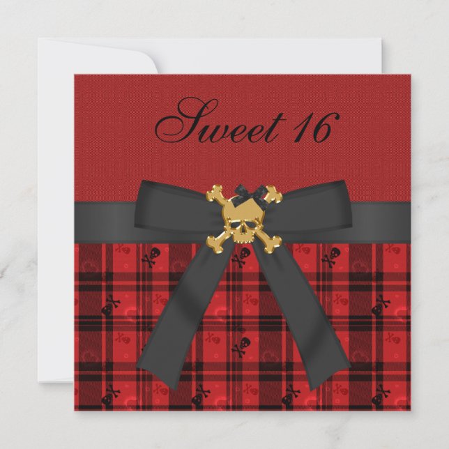 Doux 16 Invitations du Black & Red Party Gold (Devant)