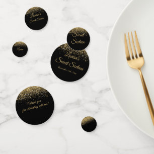 Doux 16 Table de décoration Confetti Noir & Or