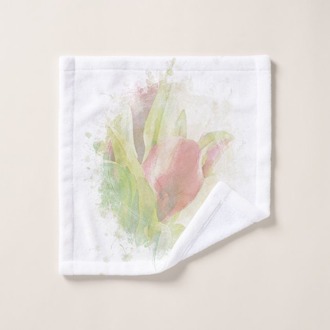 *~* Doux AR12 Artsy Floral Calla Lily Coral (Gant de toilette)