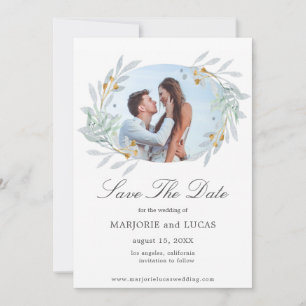 Doux Botanique Wreath Photo Enregistrer La Carte D