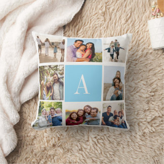 Doux Coussin de Jeté avec Collage de Photos
