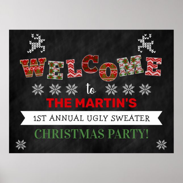 Doux moche Noël Fête Affiche de bienvenue (Devant)