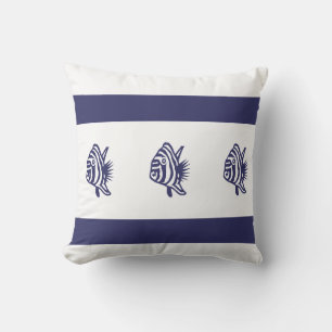 doux navy poisson sur oreiller blanc vie côtière