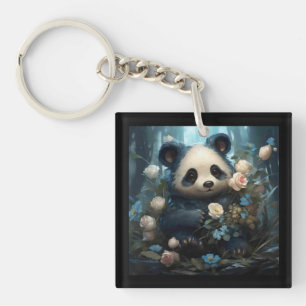 Doux Ours De Panda Chez Les Roses De La Jungle
