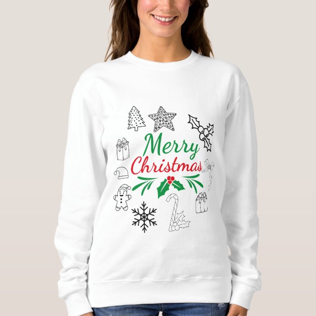 Doux sweatshirt à gribouillis de Noël (Devant)