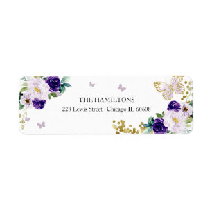 Douze ans charmants Papillon floral or violet