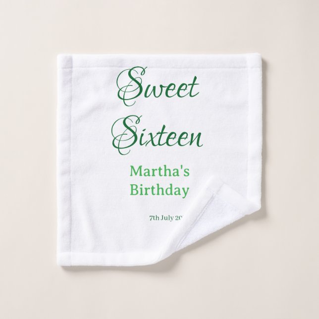 Douze ans vert nom date calligraphie boho ret (Gant de toilette)