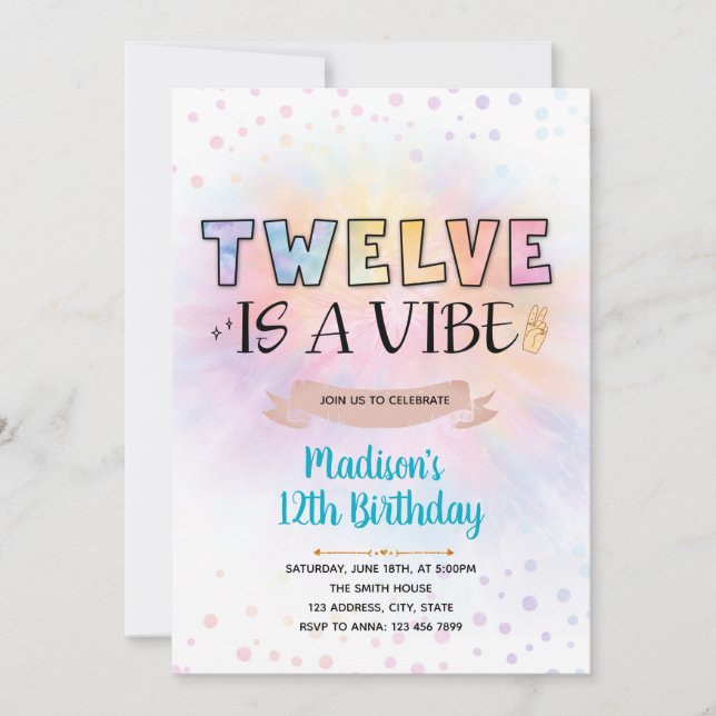 Douze est une invitation d'anniversaire Vibe (Devant)