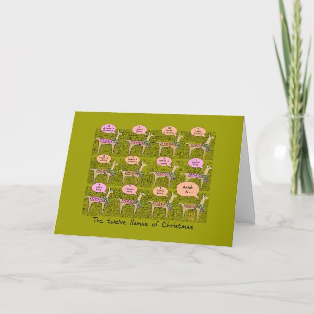 Douze lamas de Noël carte de voeux pliée (Devant)