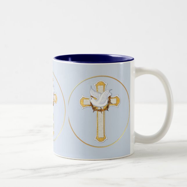 Dove and Cross Two-Tone Coffee Mug (Right)