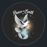 Dove And Globe Faith Christmas Peace On Earth  Classic Round Sticker<br><div class="desc">Dove And Globe Faith Christmas Peace On Earth</div>