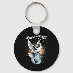 Dove And Globe Faith Christmas Peace On Earth Keychain