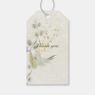 Dove and golden leaves  gift tags 