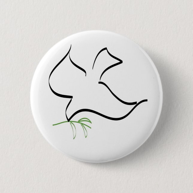 Dove and Olive Branch Image 2 Inch Round Button (Front)