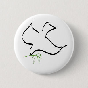 Dove and Olive Branch Image 2 Inch Round Button