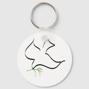 Dove and Olive Branch Image Keychain