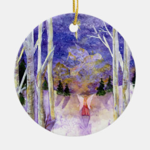 Dove Angel Birch Forest Ceramic Ornament