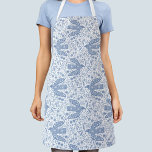 Dove Bird Blue Pattern Apron<br><div class="desc">Dusty blue and white folk art dove pattern for peace and hope. Original art by Nic Squirrell.</div>