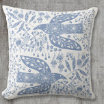 Dove Bird Blue Throw Pillow<br><div class="desc">Dusty blue and white folk art doves for peace and hope. Original art by Nic Squirrell.</div>