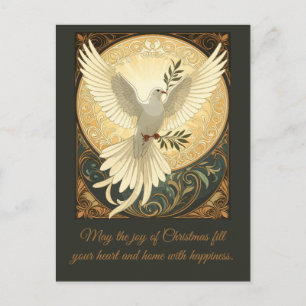 Dove Bird Carrying A Sprig of Olive Christmas Desi Holiday Postcard