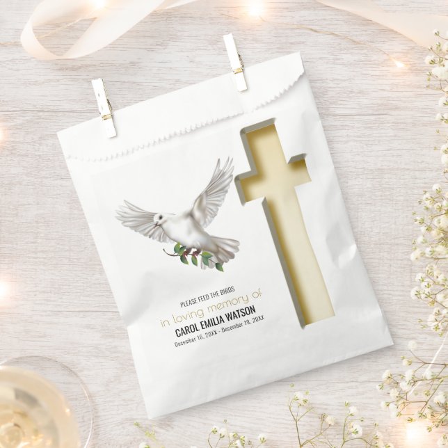 Dove Bird Seed Packet Funeral Memorial Favour Bag (Clipped)