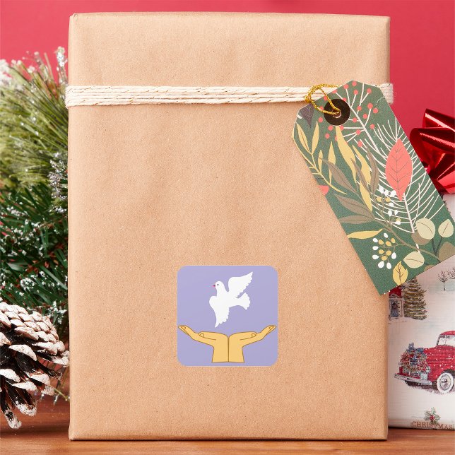 Dove Bird World Peace White Square Sticker (Creator Uploaded)